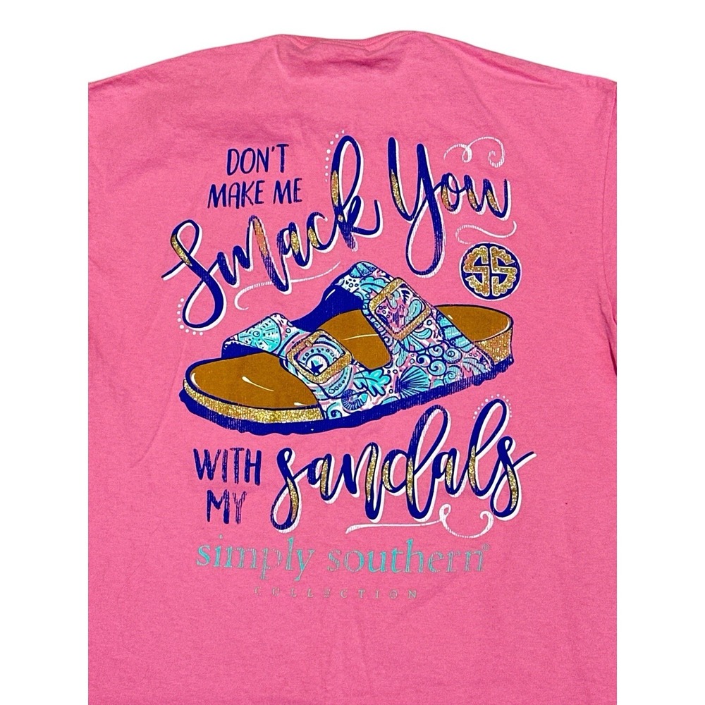 Simply Southern "Don't Make Me Smack You With My Sandals" Women's T-Shirt Size M